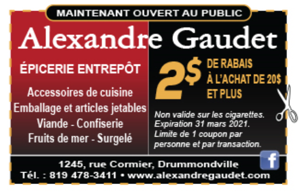 Alexandre Gaudet coupon-rabais