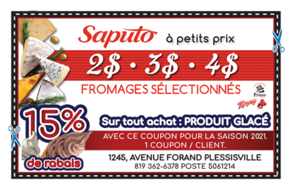 Coupon rabais plaisirs glacés chez Saputo